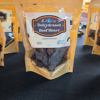 Must be Ruff dehydrated beef heart dog treats in a resealable pouch with a clear window